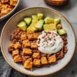 high-protein ingredients in a cottage cheese taco bowl