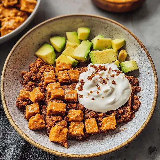 high-protein ingredients in a cottage cheese taco bowl