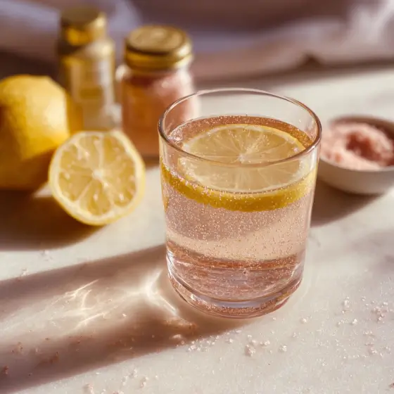 burnjaro pink salt trick morning drink with lemon and ACV