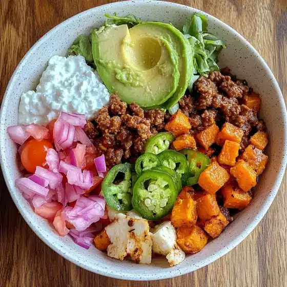 Meal prep for sweet potato taco cottage cheese bowls