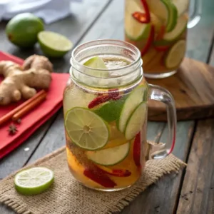 Brazilian Mounjaro recipe with apple cider vinegar in glass jar