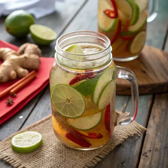 Brazilian Mounjaro recipe with apple cider vinegar in glass jar