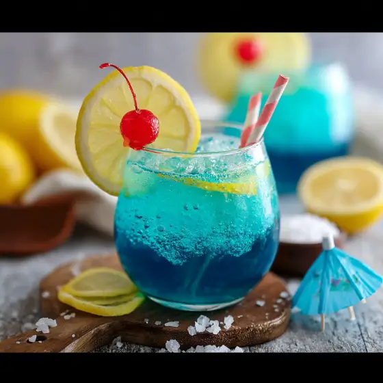Blue salt trick recipe hydration drink in clear glass