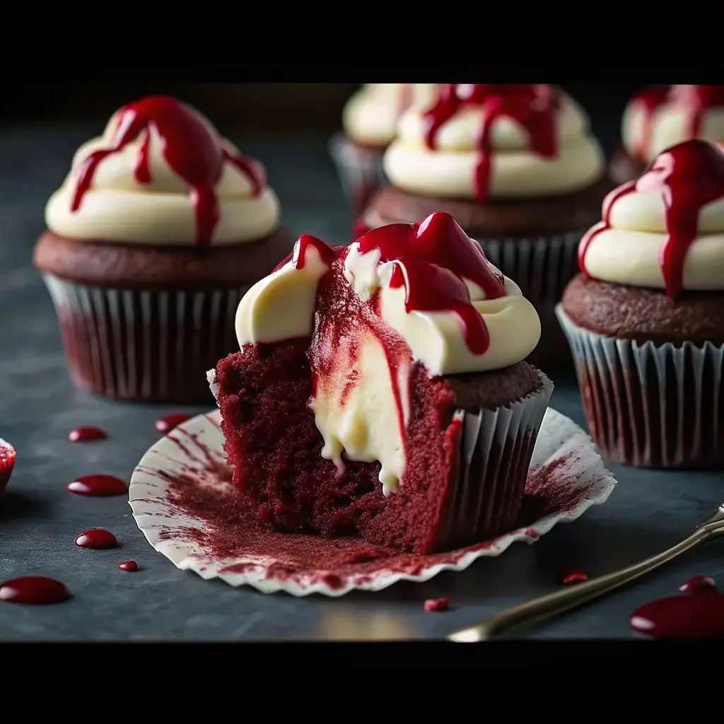 Halloween Vampire Bite Cupcakes
