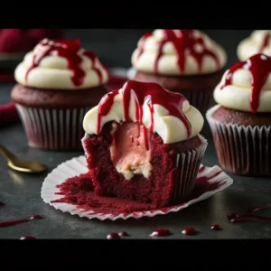 Halloween Vampire Bite Cupcakes