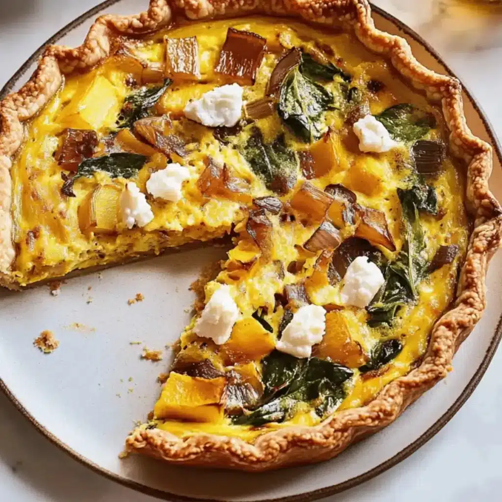 Delicious Butternut Squash, Goat Cheese & Caramelized Onion Quiche Recipe