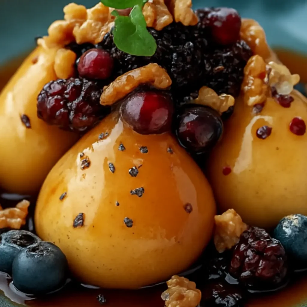 Perfect Baked Pears with Berries Honey Walnuts and Blue Cheese Elegant Warm Dessert 2 Baked Pears with Berries Honey Walnuts and Blue Cheese