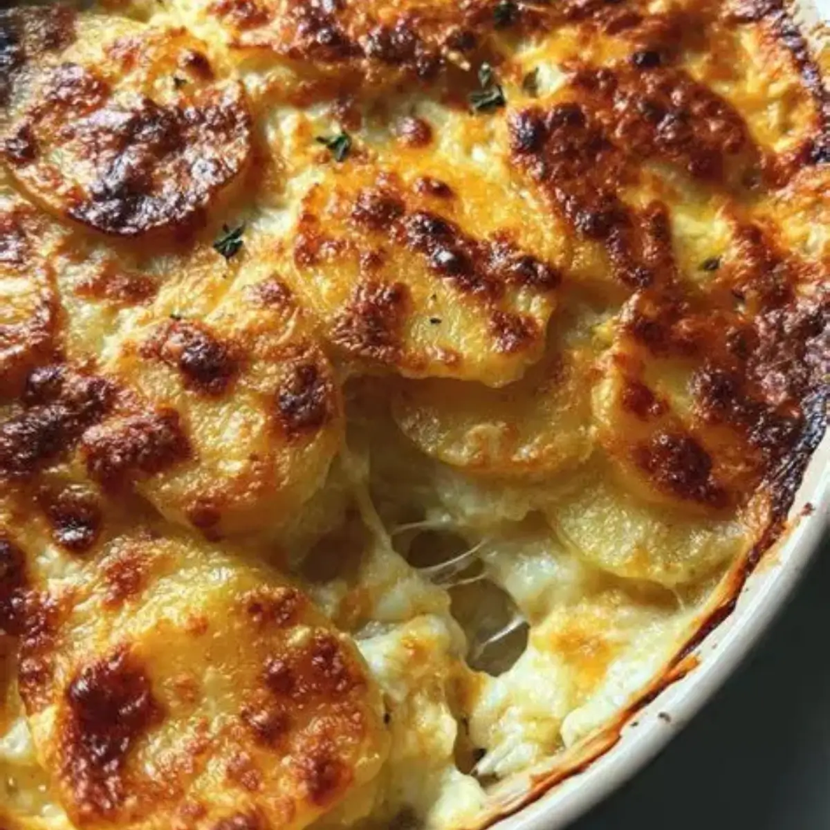 Easy Crispy Cheddar and Herb Potato Gratin Golden Cheesy and Full of Flavor