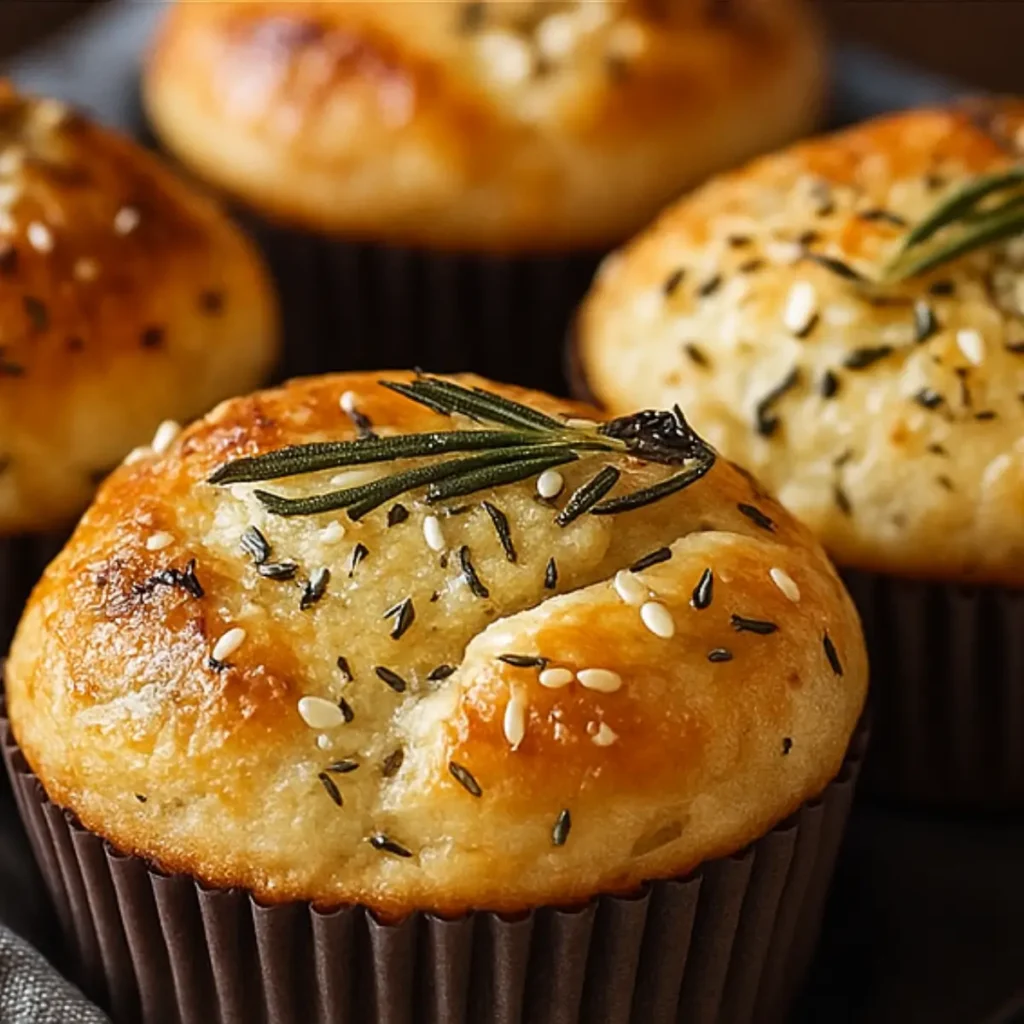 Easy Garlic Rosemary Focaccia Muffins 2 Easy Garlic Rosemary Focaccia Muffins 3 Easy Garlic Rosemary Focaccia Muffins