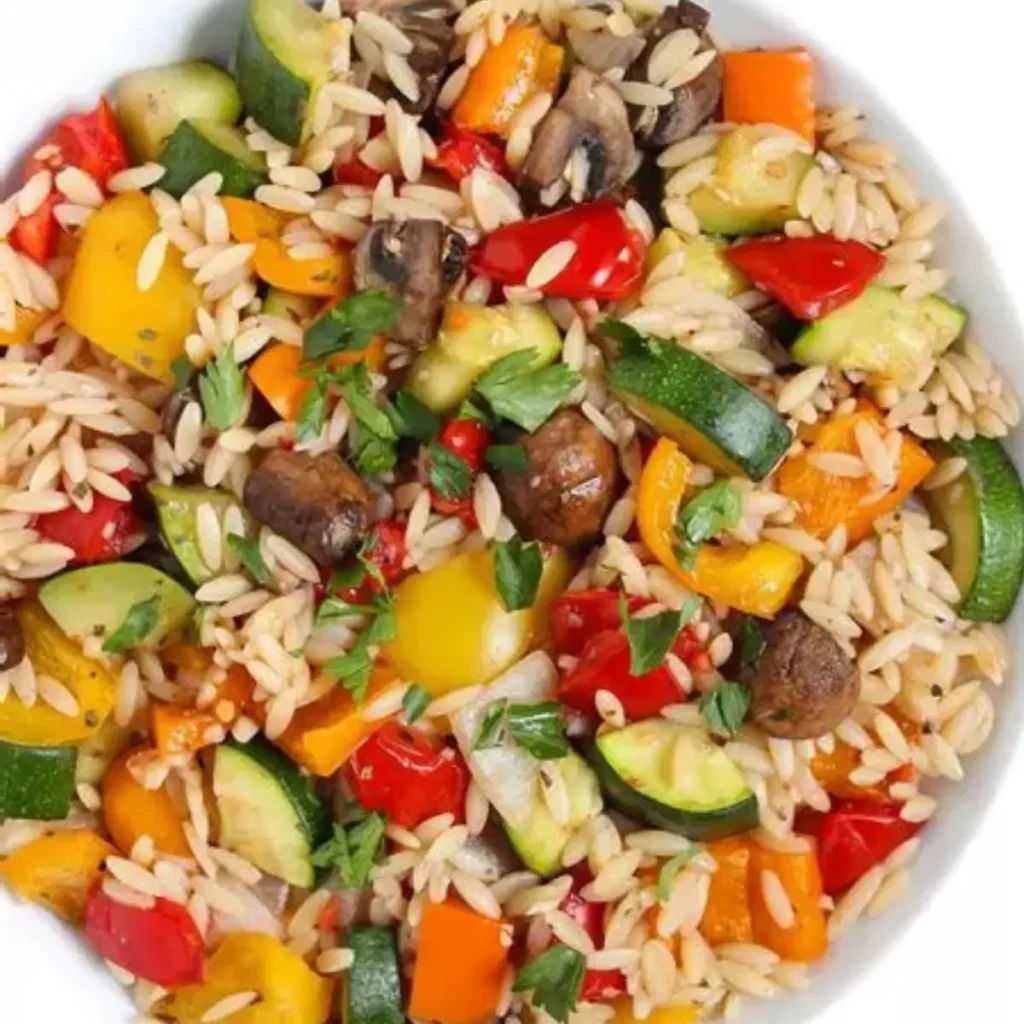 Roasted Vegetable Orzo Fresh Flavorful Mediterranean Pasta Salad