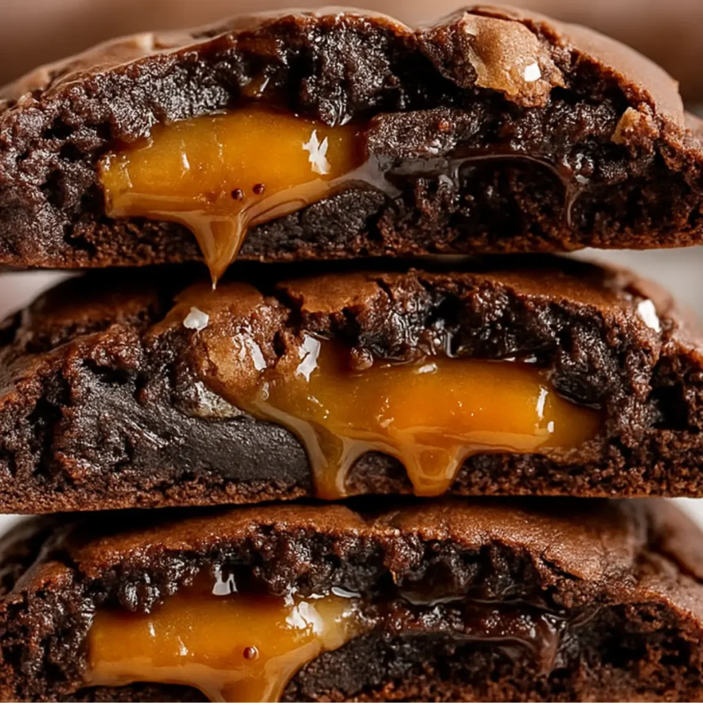 Easy Salted Caramel Chocolate Cookie Recipe 2 Salted Caramel Chocolate Cookies | Soft, Chewy and Loaded with Gooey Caramel