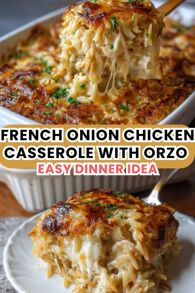 French Onion Chicken Casserole with Orzo | Easy Dinner Idea