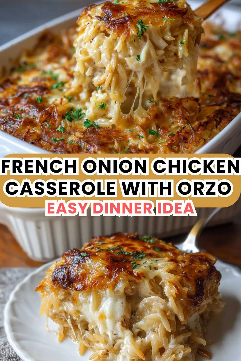 French Onion Chicken Casserole with Orzo | Easy Dinner Idea