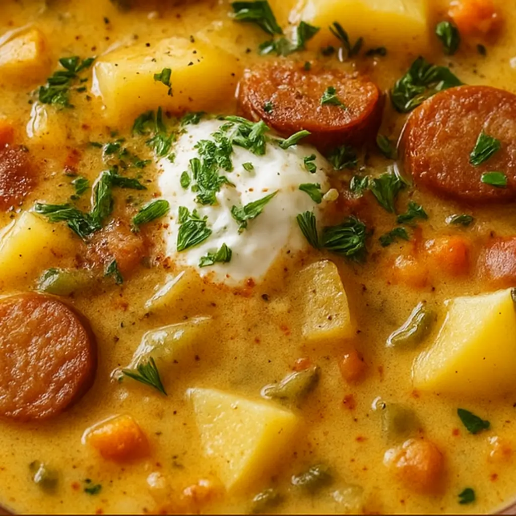 Creamy and Hearty Slow Cooker Cajun Potato Soup Rich Warm and Full of Cajun Flavor