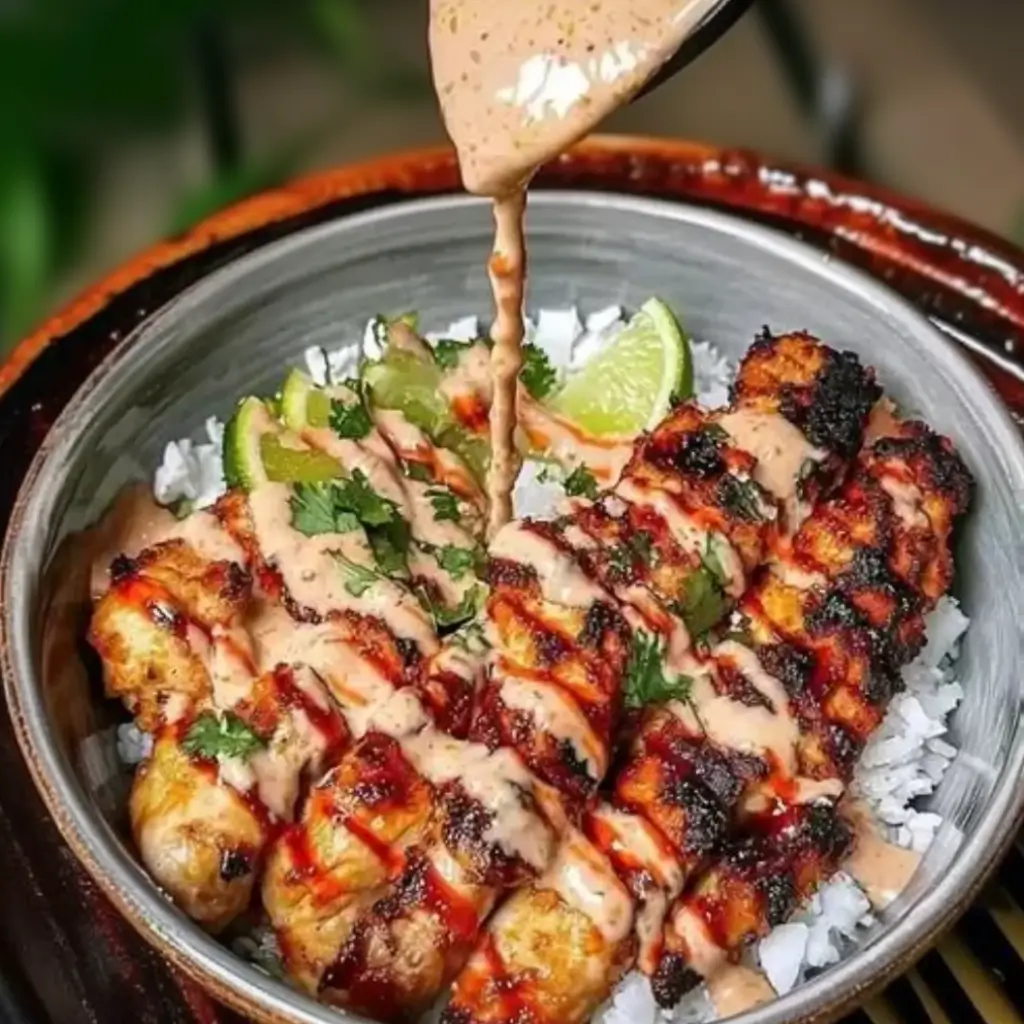 Sweet Chili Chicken Bowl with Coconut Lime Drizzle